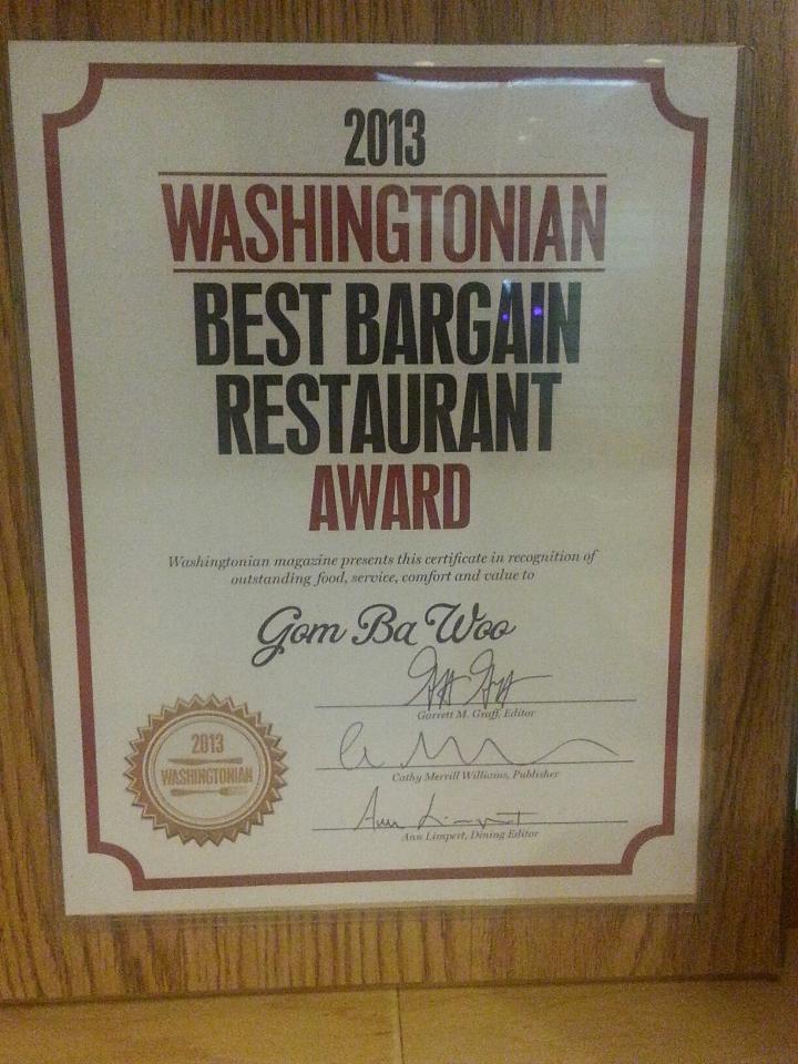 Washington Best Bargain Restaurant Awarded in 2013